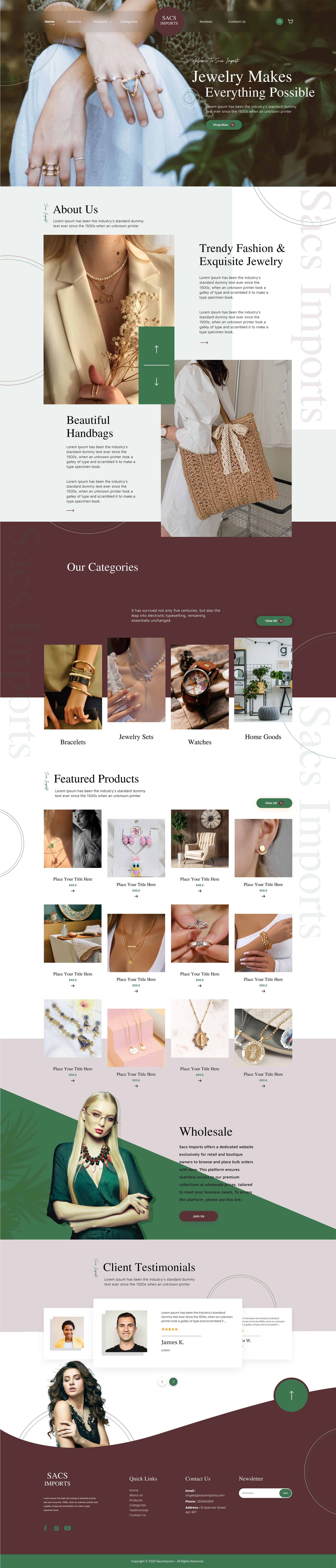 Sacs Imports jewelry store full screenshot preview